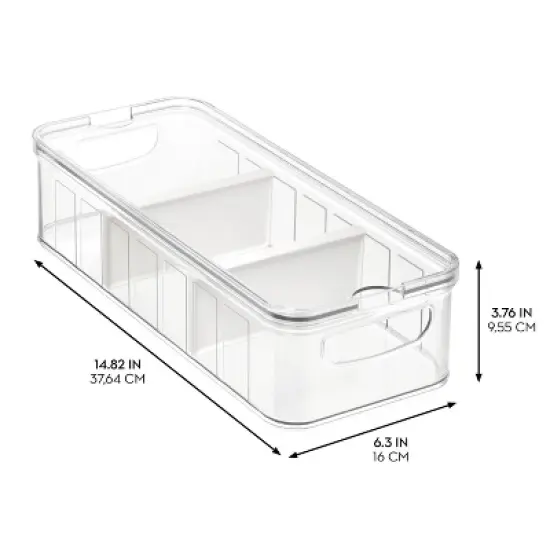 iDESIGN Crisp Plastic Refrigerator & Pantry Large Divided Modular Stacking Bin: Kitchen Cabinet Organizer, 15"x6"x4" image {3}