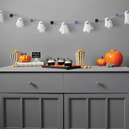 72" Iridescent Ghost Decorative Wall Garland White - Hyde and EEK! Boutique&trade; image {1}