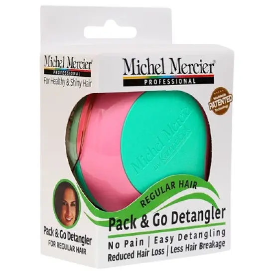 Michel Mercier Pack and Go Detangler - Unisex Detangling Hair Brush - Mini Portable Travel Size, Compact Brush - Regular Hair - Green-Pink - 1 pc image {2}