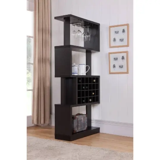 Robin Contemporary 4 Tier Wine Stand Cappuccino - miBasics: Holds 24 Bottles, Stemware Storage image {4}
