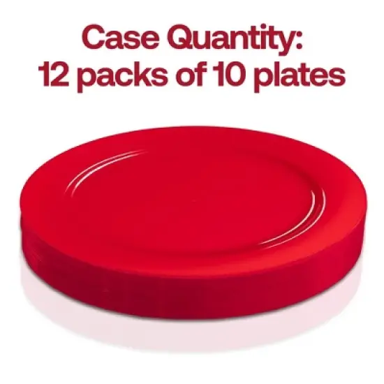 Smarty Had A Party 7.5" Solid Red Holiday Plastic Salad Plates - 120 pcs image {3}