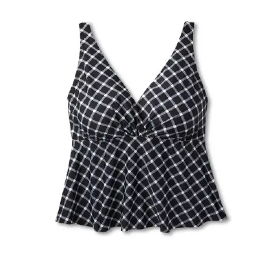 Women's V-Neck Gingham Cropped Tankini Top - Kona Sol&trade; Multi image {2}