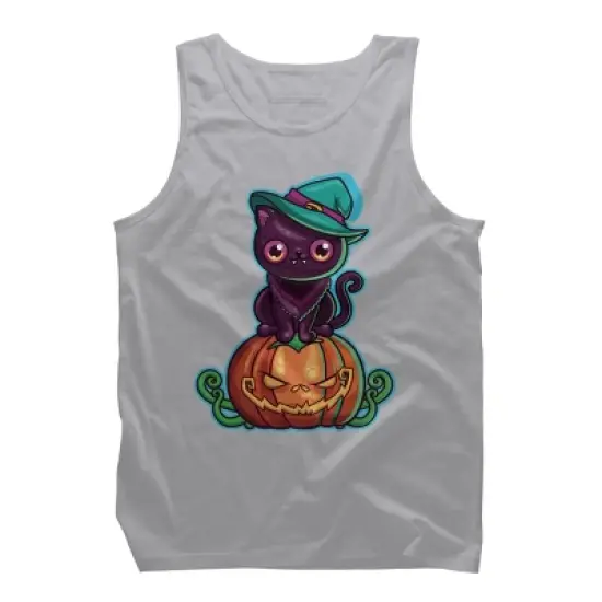 Men's Design By Humans Ferociously Cute Halloween Vampire Witch Kitty Cat By LittleBunnySunshine Tank Top image {8}