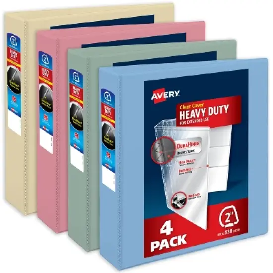 Avery Heavy-Duty View 3 Ring Binders, 2 Inch One Touch Slant Rings, 530-Sheet Capacity, DuraHinge, 2.8 Inch Wide Spine, Customizable Clear Cover and image {6}