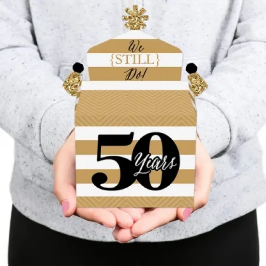 Big Dot of Happiness We Still Do - 50th Wedding Anniversary - Treat Box Party Favors - Anniversary Party Goodie Gable Boxes - Set of 12 image {6}