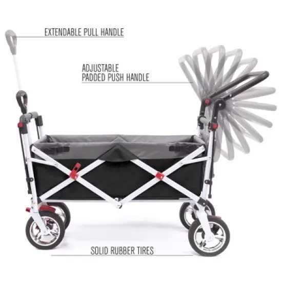 HOMLUX Push or Pull Folding Stroller Wagon with Canopy, Adjustable Handle, Removable Cooler image {3}