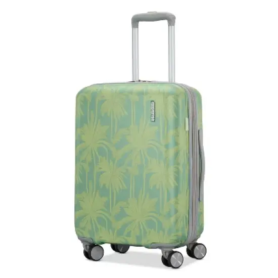 American Tourister Modern Hardside Carry On Spinner Suitcase - Green Palms: Botanical ABS Shell image {1}