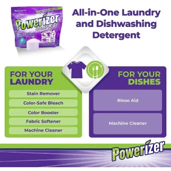 Powerizer Complete Multipurpose Laundry, Dishwasher Detergent & All-Purpose Household Cleaner - All Natural & Cruelty-Free image {5}