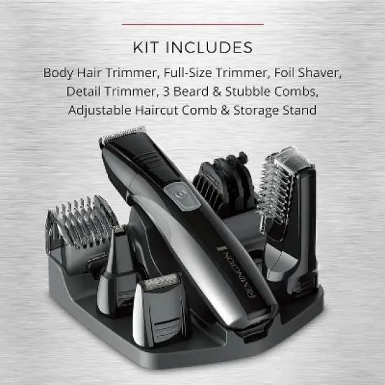 Remington All-in-One Grooming Kit, Lithium Powered, 8 Piece Set with Trimmer, Men's Shaver, Clippers, Beard and Stubble Combs, Black image {6}