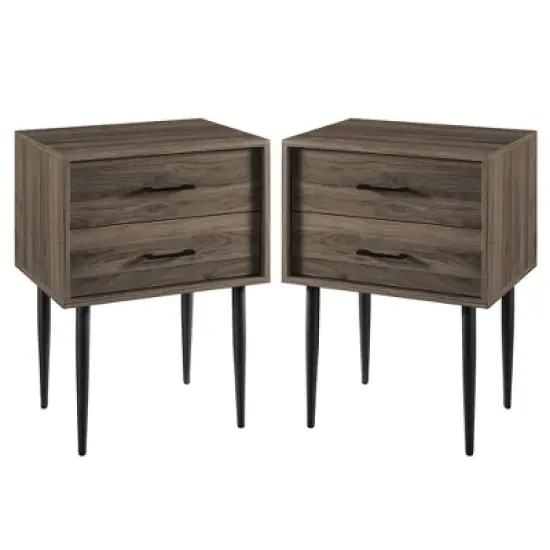 Ora Mid-Century Modern 2 Drawer Nightstand - Saracina Home image {2}