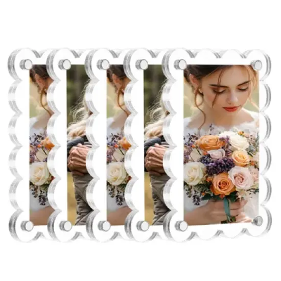 Unique Bargains Double Sided Fujifilm Mini Picture Acrylic Wavy Fridge Magnetic Frames 5 Pcs image {6}