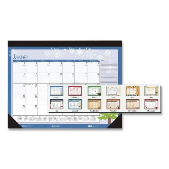 House of Doolittle Recycled Desk Pad Calendar Illustrated Seasons Artwork 12-Month January 2026 to December 2026 Black Binding image {2}