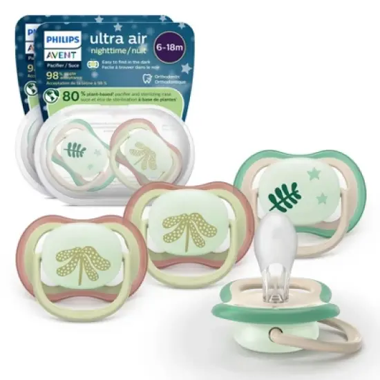 Philips Avent Ultra Air Pacifiers 6-18m - Fern Night/Plant Night - 4pk image {7}