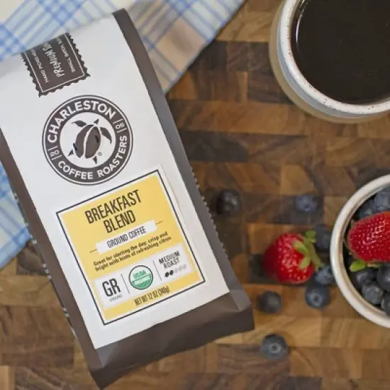 Charleston Coffee Roasters Breakfast Blend Medium Roast Organic Ground Coffee - 12 floz image {2}