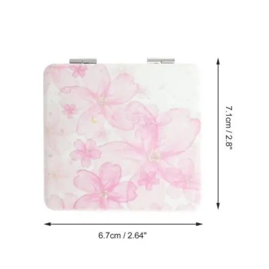 Unique Bargains Square Shape Handheld Mirror for Travel Pink 1 Pc image {1}