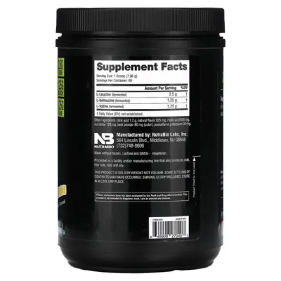 NutraBio BCAA 5000, Strawberry Lemon Bomb, 1.05 lb (477 g) image {1}