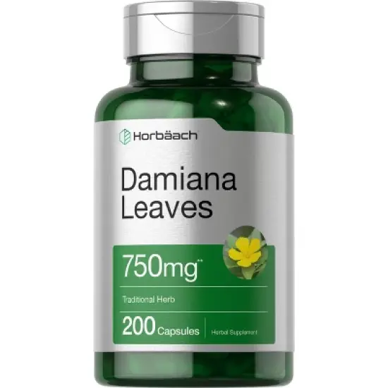 Horbaach Damiana Leaf 750mg | 200 Capsules image {3}