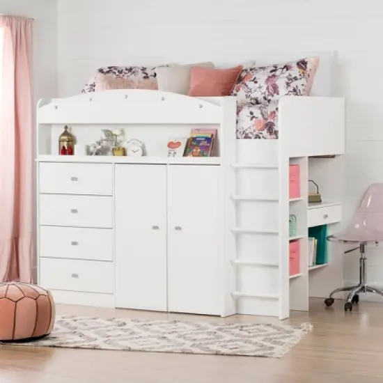 Twin Tiara Loft Bed with Desk   Pure White  - South Shore image {2}