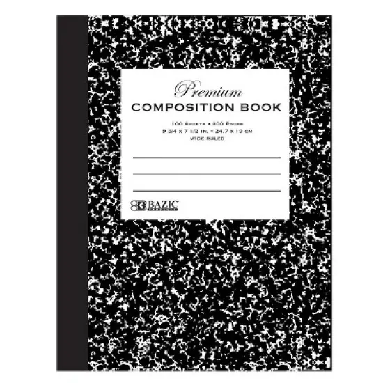 BAZIC Products&reg; Premium Composition Book, Wide Ruled, Black Marble, 100 Sheets, Pack of 6 image {1}