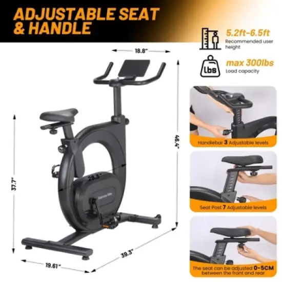 Exercise Bike for Home, Magnetic Resistance Stationary Bikes, Indoor Cycling Bicycle with Adjustable Seat, Fitness Bikes with LED Monitor, Smart image {2}