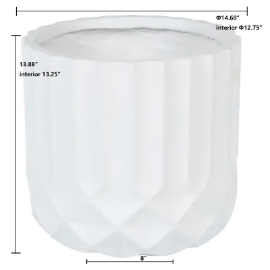 LuxenHome 14.7 in. Round Modern White MgO Planter image {5}