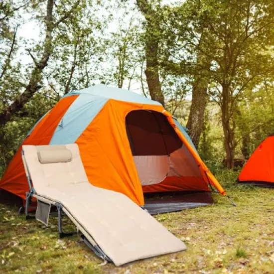 Tangkula 4-Level Oversize Folding Chaise Lounge Adjustable Outdoor Beach with Removable Cushion image {2}