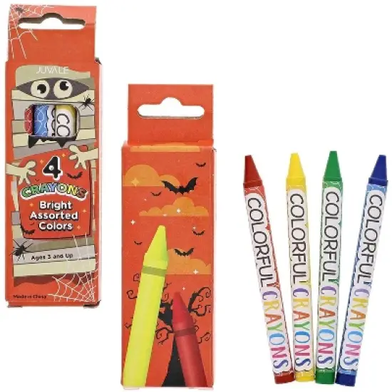 Juvale 30 Pack Halloween Crayons for Kids, Party Favors, Mummy Design (4 Colors) image {1}