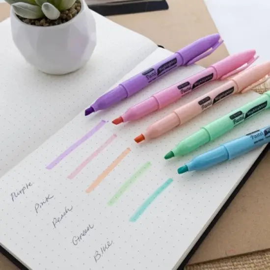 BAZIC Products&reg; Pen Style Highlighter with Pocket Clip, Pastel, 5 Per Pack, 12 Packs image {6}