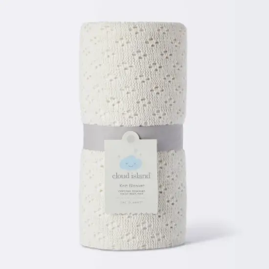 Seed Stitch Pointelle Baby Blanket - Cream - Cloud Island&trade; image {3}