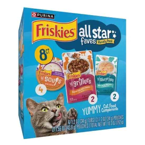 Purina Friskies All Star Faves Lickable Chicken and Shrimp Flavor Topper Variety Pack  Wet Cat Food - 10.3oz image {2}
