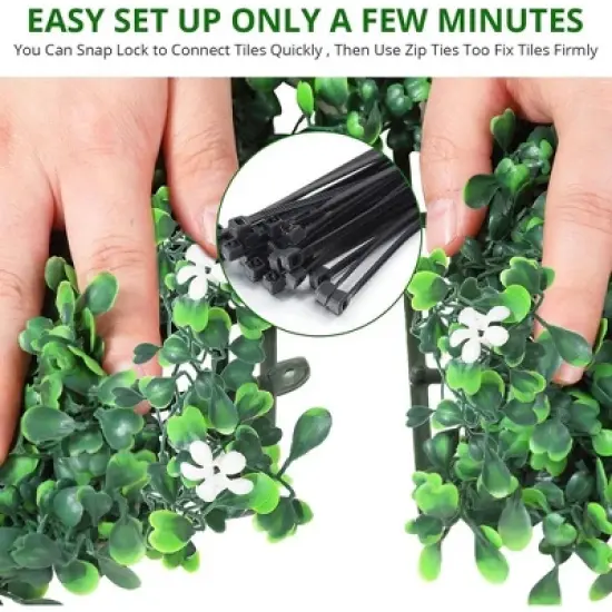 24PCS 20"x20" Grass Wall Artificial Boxwood Panels Wall Hedge Decor With 100 Zip Ties image {3}