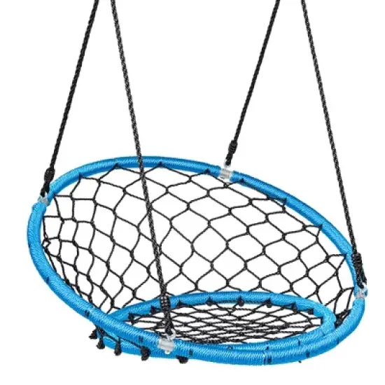 Costway Spider Web Chair Swing w/ Adjustable Hanging Ropes Kids Play Equipment BlueOrange image {9}