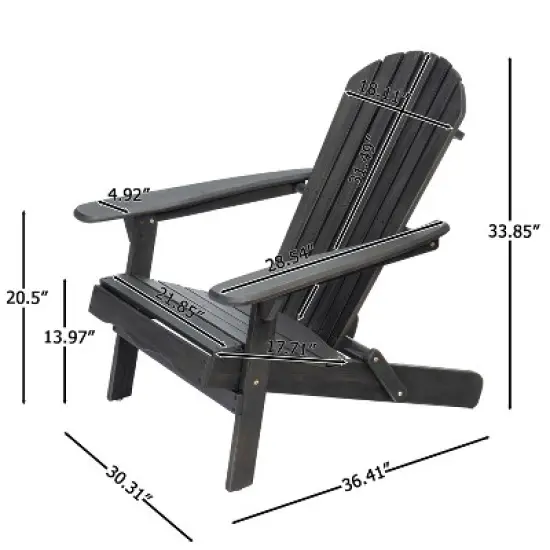 Okak Rustic Patio Folding Adirondack Chair Premium Acacia Accent Chair for Porch,Garden&Backyard,Outdoor Lounge Chair,300lbs Max image {4}