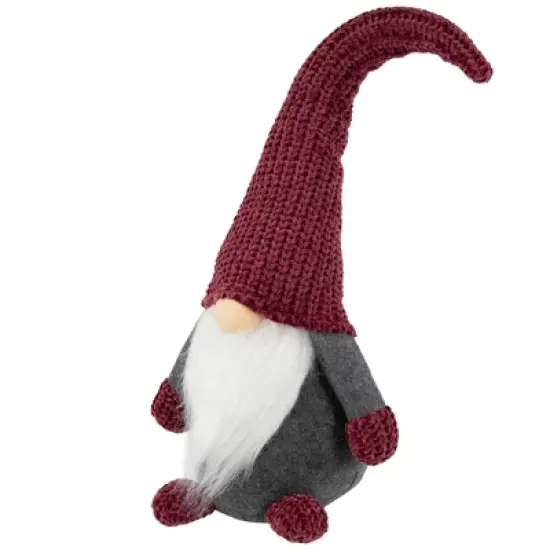 Northlight Standing Gnome with Knitted Hat Christmas Decoration - 18" - Mauve and Gray image {2}