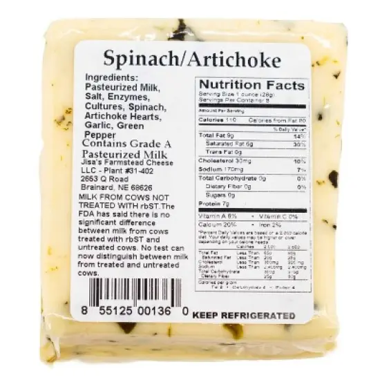 Jisa's Farmstead Cheese Block 3 Piece Sampler | Tomato Basil, Gouda, Spinach & Artichoke image {6}