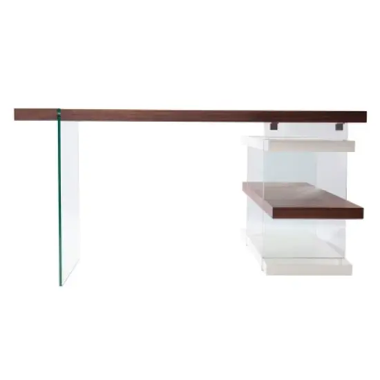 Toppington L-Shaped Desk with Storage Walnut/White - Aiden Lane image {3}