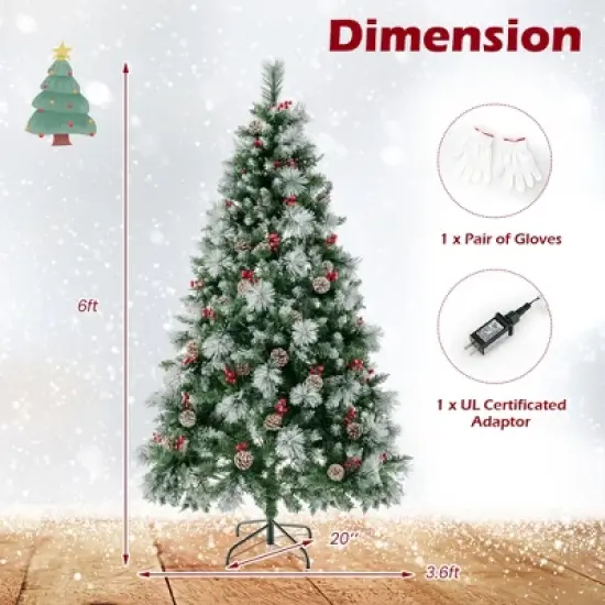Costway 6 FT Pre-Lit Artificial Christmas Tree Hinged with Pine Needles 350 LED Lights image {2}