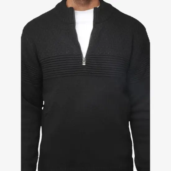 X RAY Men's Quarter Zip Sweater, Slim Fit Knitted Mock Neck Long Sleeve Pullover Top image {3}