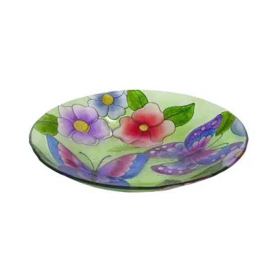 18" Glass Birdbath with Butterfly Purple - Alpine Corporation image {3}