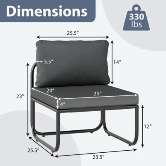 Tangkula Patio Chairs Set of 2 w/ Removable Cushions Heavy Duty Metal Frame Poolside image {7}