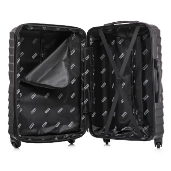 InUSA Aurum Lightweight Hardside Large Checked Spinner Suitcase - Black image {3}