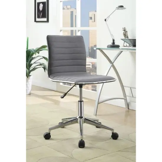 Simple Relax Fabric Upholstered Office Chair with Armless in Grey and Chrome image {1}