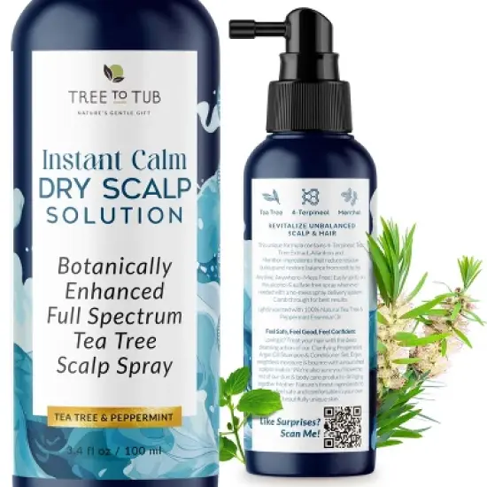 Tree To Tub Dry Scalp Spray - Intensive Scalp Moisturizer for Men & Women, Tea Tree Leave in Moisturizer for Dry Scalp, Flaky Buildup & Excess Oil image {11}