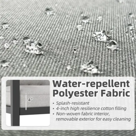 Garvee Outdoor Aluminum Furniture Set,4 Piece Patio Conversation Sets,Removable & Washable Cushion,Ink Color Tempered Glass Table Light Grey image {4}