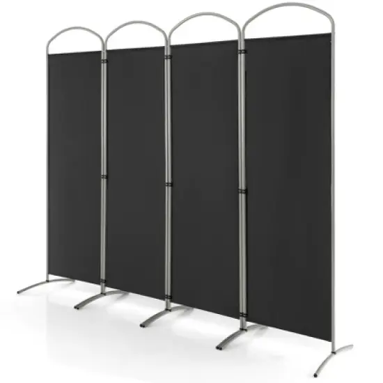 Costway 4 Panels Folding Room Divider 6 Ft Tall Fabric Privacy Screen Black/Brown/Grey/White image {10}