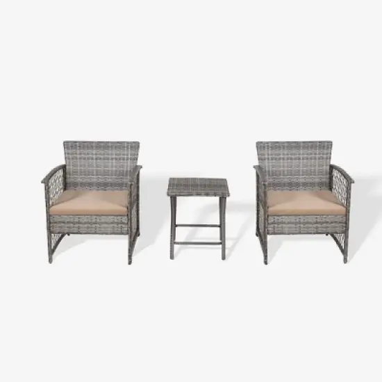 WestinTrends  3-Piece Outdoor Patio Conversation Set, Gray/Beige image {9}