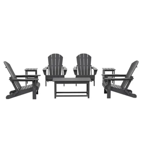 WestinTrends 7 Piece Set Outdoor Folding Adirondack Chairs with Coffee Table Side Table image {14}