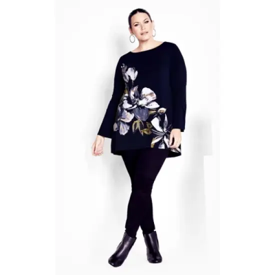 Women's Plus Size Brenda Placement Tunic - navy | EVANS image {2}