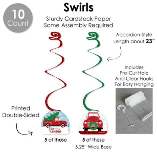 Big Dot of Happiness Merry Little Christmas Tree - Red Truck and Car Christmas Party Supplies Decoration Kit - Decor Galore Party Pack - 51 Pieces image {4}