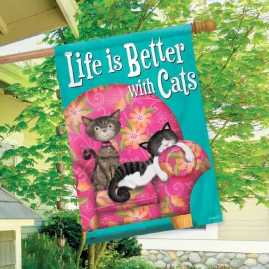 Life Is Better With Cats House Flag Animals Pet Lovers 28" x 40" Briarwood Lane image {2}